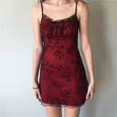 Sleeveless Slim Fit Floral Print Spaghetti Strap Mini Dress InsStreet